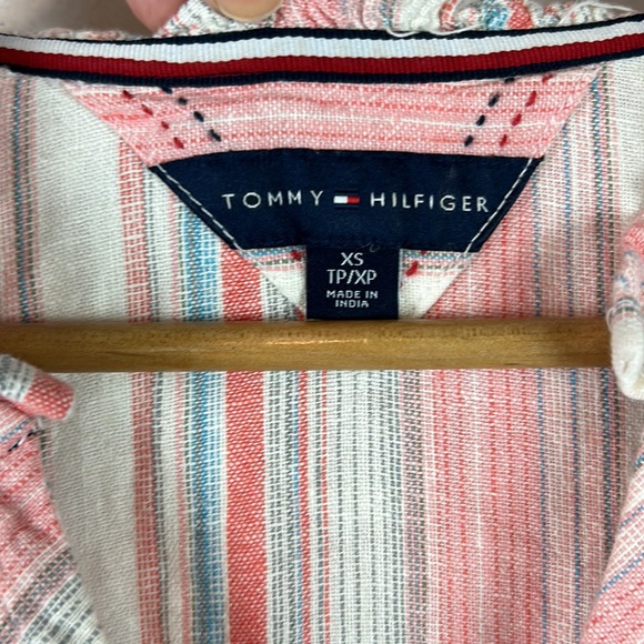Nwot Tommy Hilfiger striped linen tiered button oversized dress XS - Picture 4 of 8
